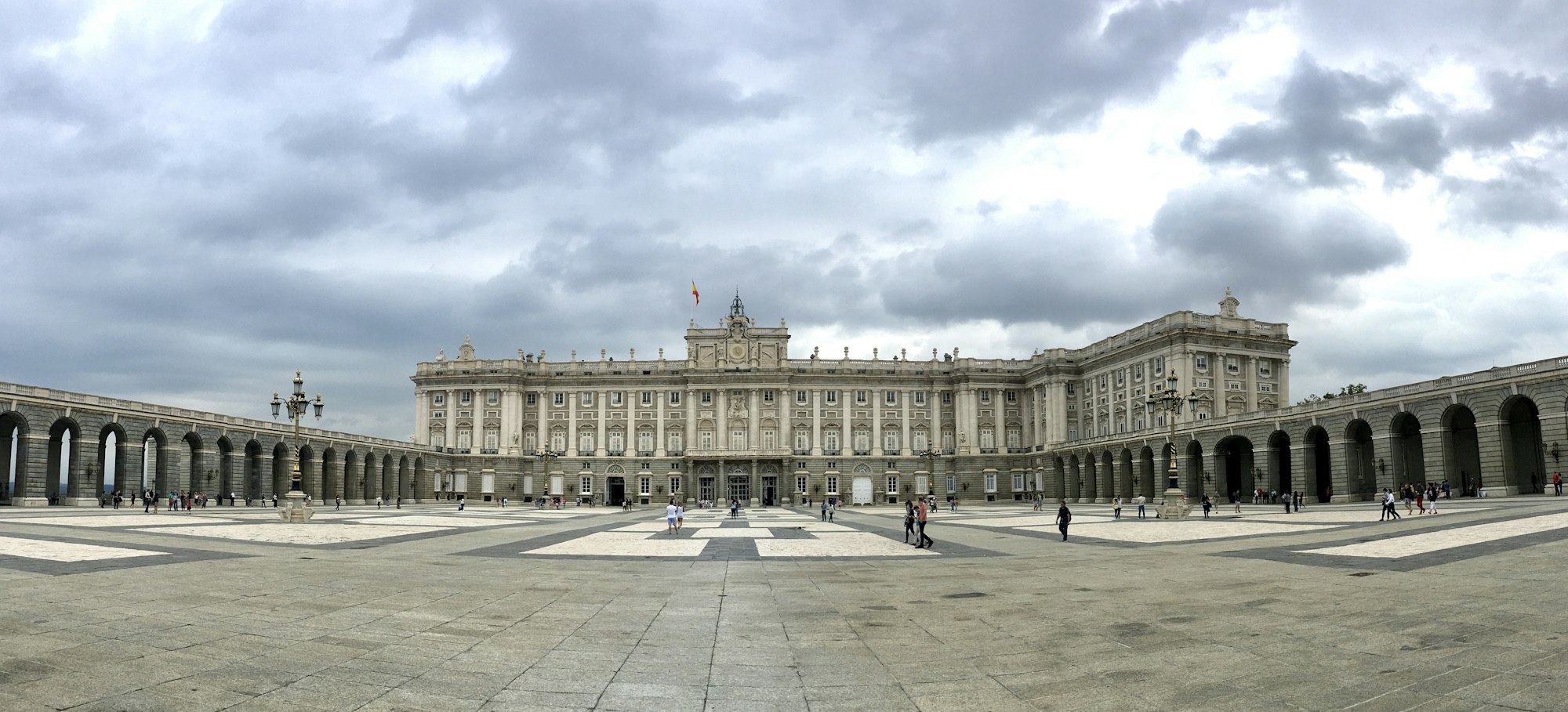 The Royal Palace of Madrid and Plaza de Oriente in natural daylight